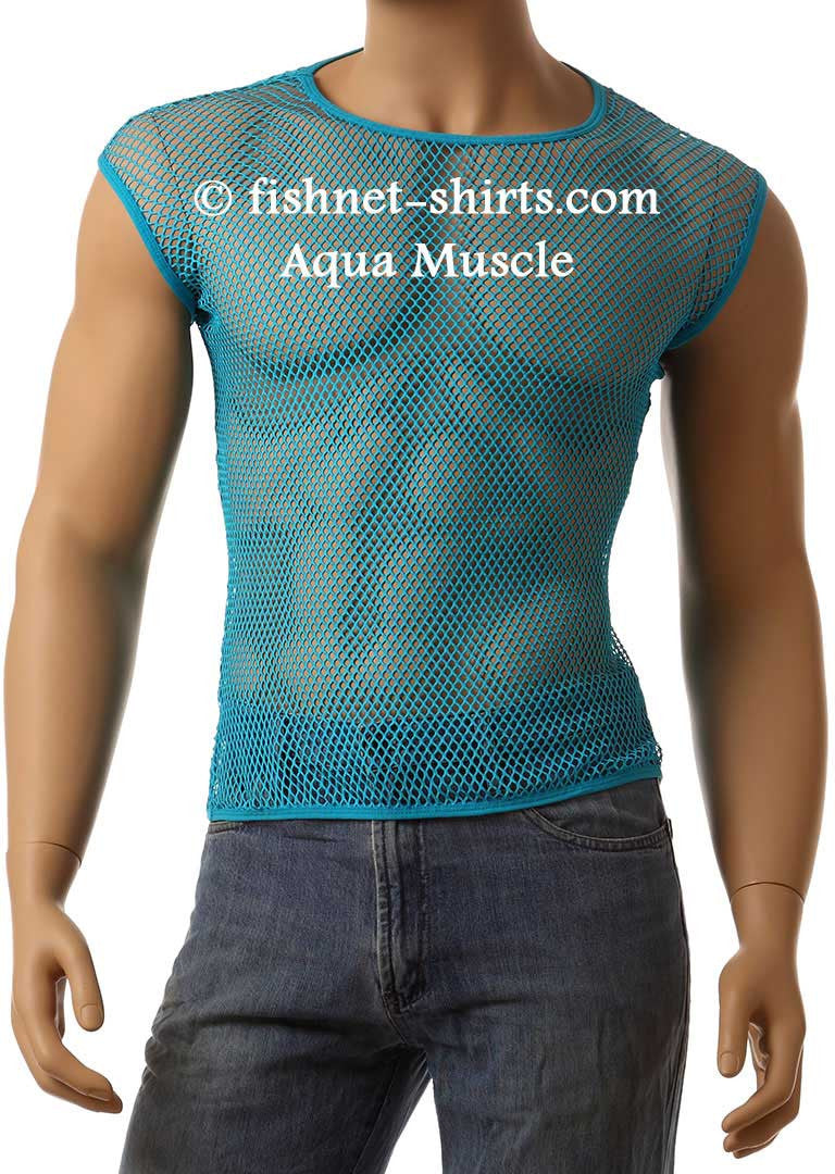 Vintage 80's Mens Mesh Fishnet Sleeveless Muscle Lingerie Underwear Top T-Shirt #368 - Fishnet-Shirts - 6