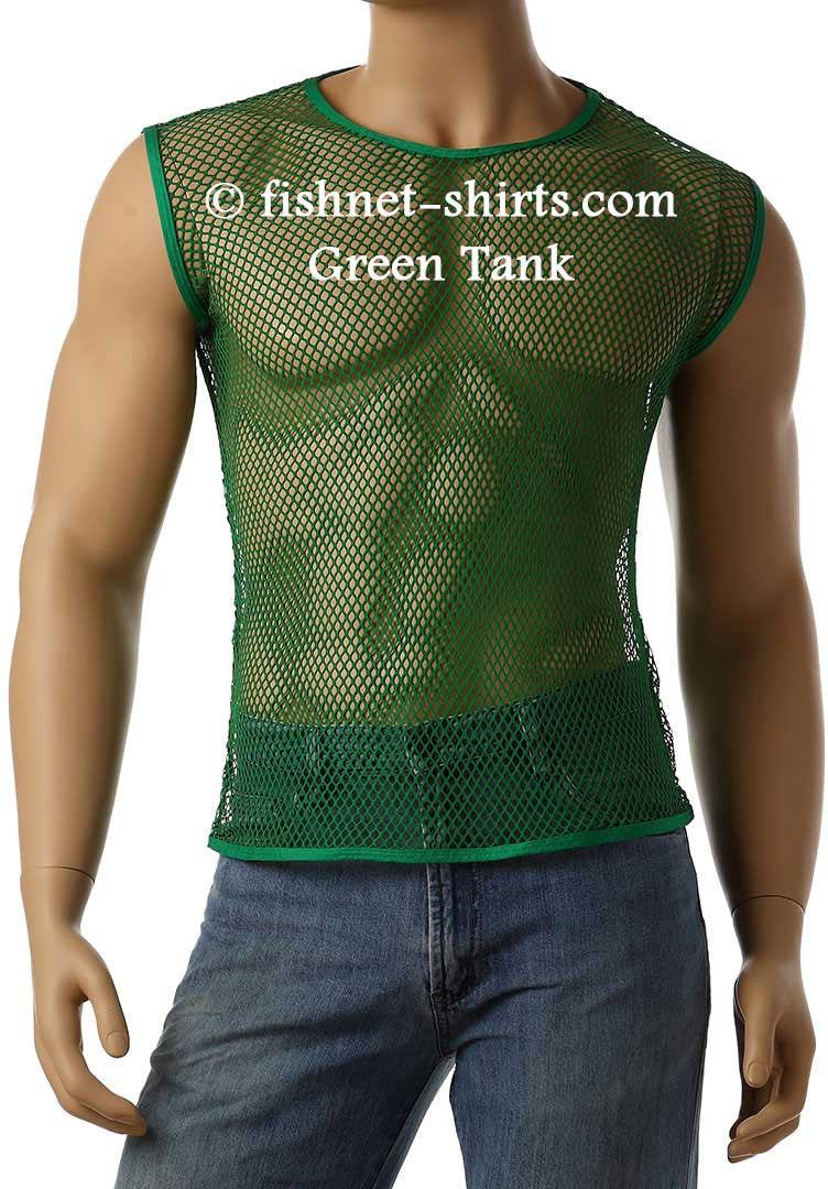 Vintage 80's Mens Mesh Fishnet Sleeveless Muscle Lingerie Underwear Top T-Shirt #368 - Fishnet-Shirts - 9