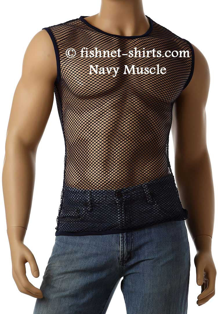 Vintage 80's Mens Mesh Fishnet Sleeveless Muscle Lingerie Underwear Top T-Shirt #368 - Fishnet-Shirts - 8
