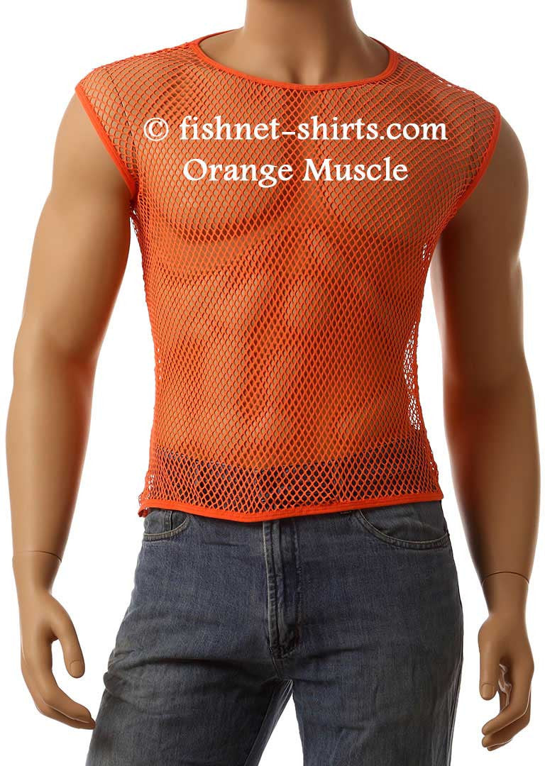 Vintage 80's Mens Mesh Fishnet Sleeveless Muscle Lingerie Underwear Top T-Shirt #368 - Fishnet-Shirts - 7