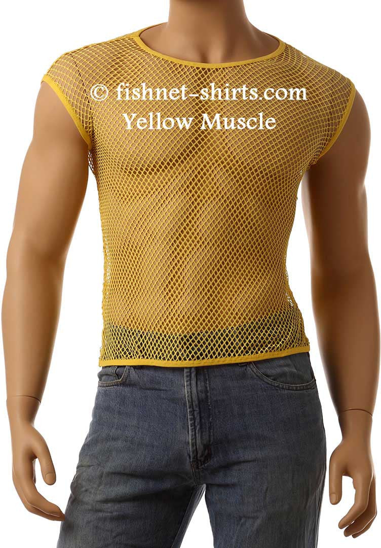 Vintage 80's Mens Mesh Fishnet Sleeveless Muscle Lingerie Underwear Top T-Shirt #368 - Fishnet-Shirts - 5