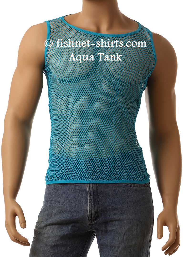 Soft Vintage 80s Mens Mesh Fishnet Sleeveless Tank Top Lingerie Underwear A-Shirt #849 - Fishnet-Shirts - 6