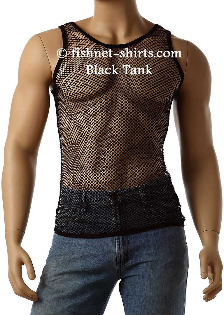 Soft Vintage 80s Mens Mesh Fishnet Sleeveless Tank Top Lingerie Underwear A-Shirt #849 - Fishnet-Shirts - 2