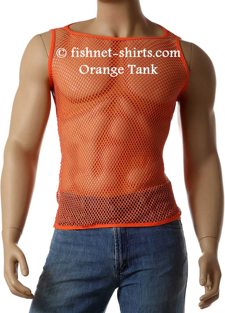 Soft Vintage 80s Mens Mesh Fishnet Sleeveless Tank Top Lingerie Underwear A-Shirt #849 - Fishnet-Shirts - 7