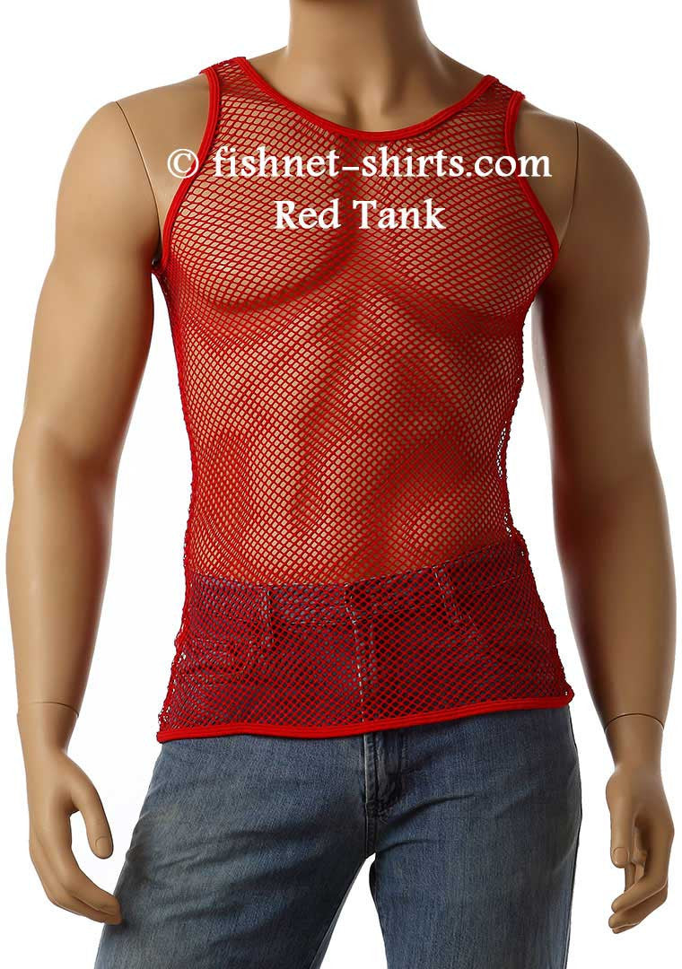 Soft Vintage 80s Mens Mesh Fishnet Sleeveless Tank Top Lingerie Underwear A-Shirt #849 - Fishnet-Shirts - 4