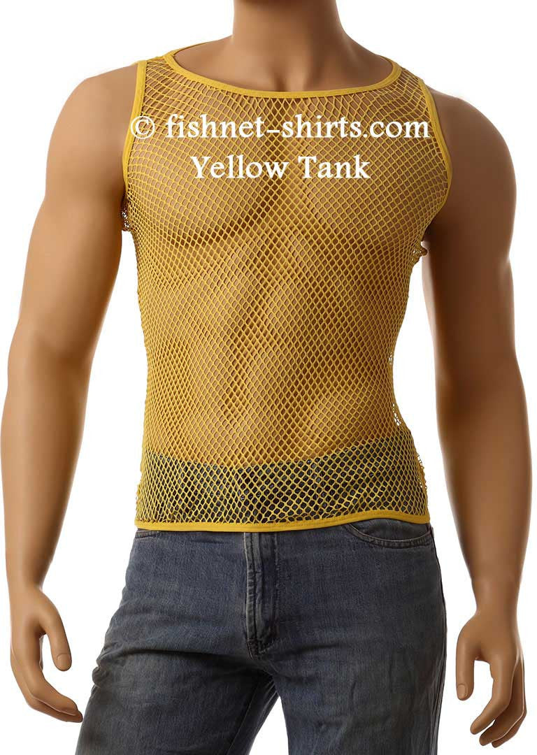 Soft Vintage 80s Mens Mesh Fishnet Sleeveless Tank Top Lingerie Underwear  A-Shirt #849